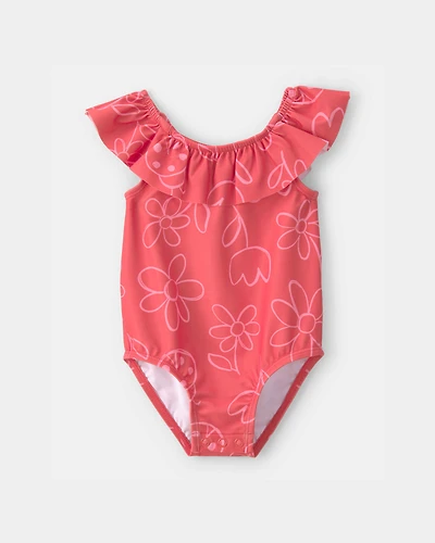 Baby Girl Floral 1-Piece Swimsuit - Red