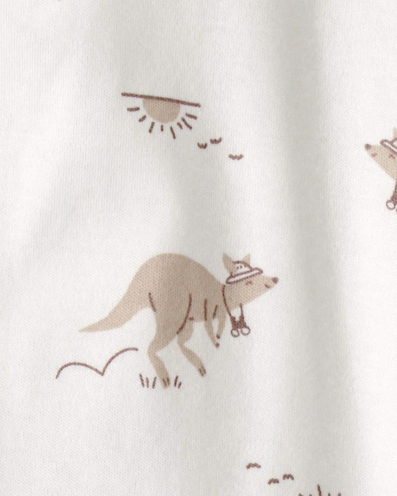 Baby Kangaroo 2-Way Zip 100% Cotton Sleeper - Cream