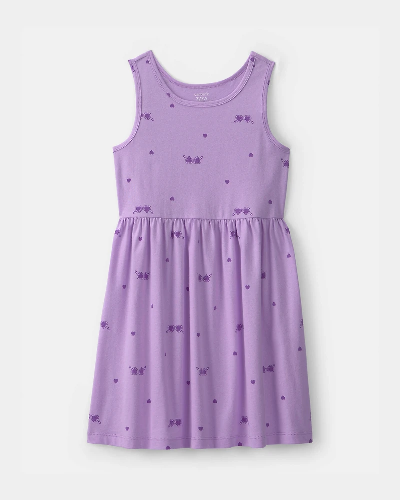 Girls Sunglasses Sleeveless Knit Dress - Purple