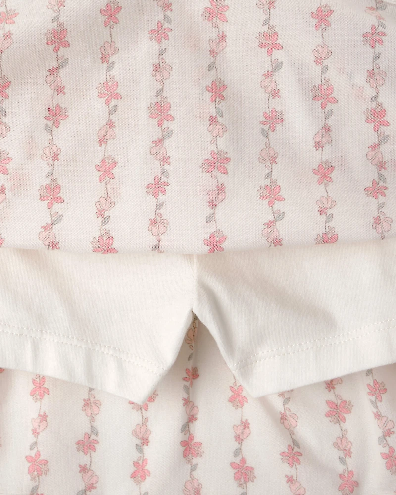 Girls 2-Piece Floral Sleeveless Top & Skort Set - Pink