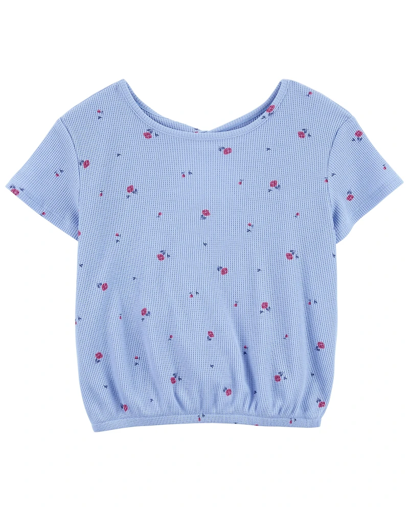 Kid Floral Print Twist Back Top