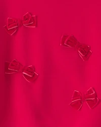 Girls Bow Pullover Sweatshirt - Red
