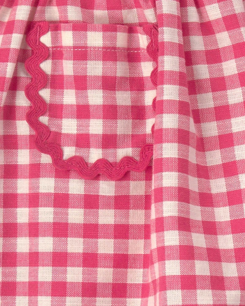 Toddler Girl Gingham Skort – Red