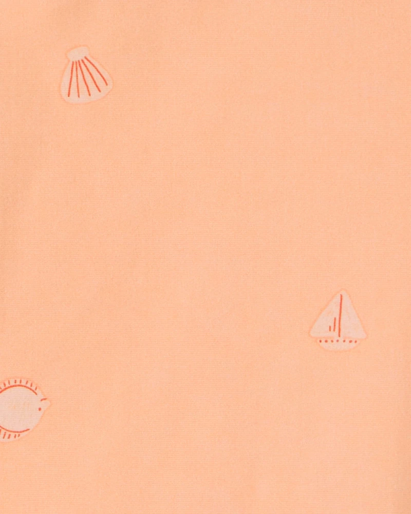 Toddler Girl 3-Piece Sleeveless Rashguard Swimsuit Set - Orange