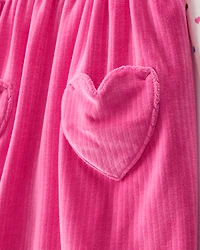 Toddler Girl Heart Velour Dress Set - Pink