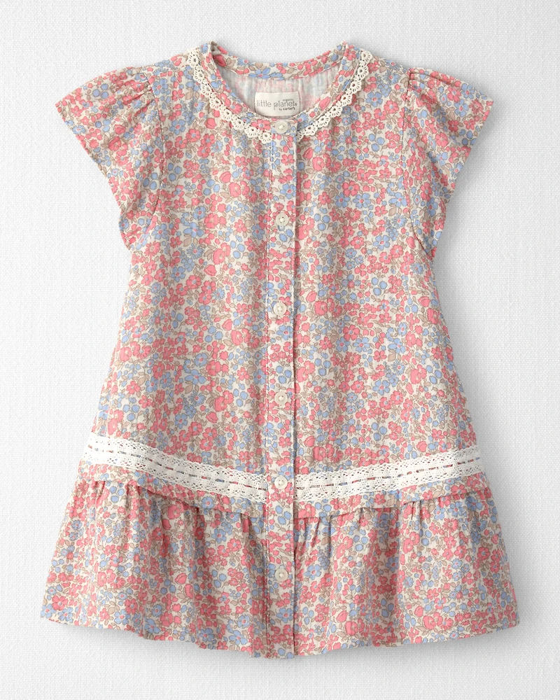 Toddler Girl Organic Cotton Gauze Dress Spring Floral