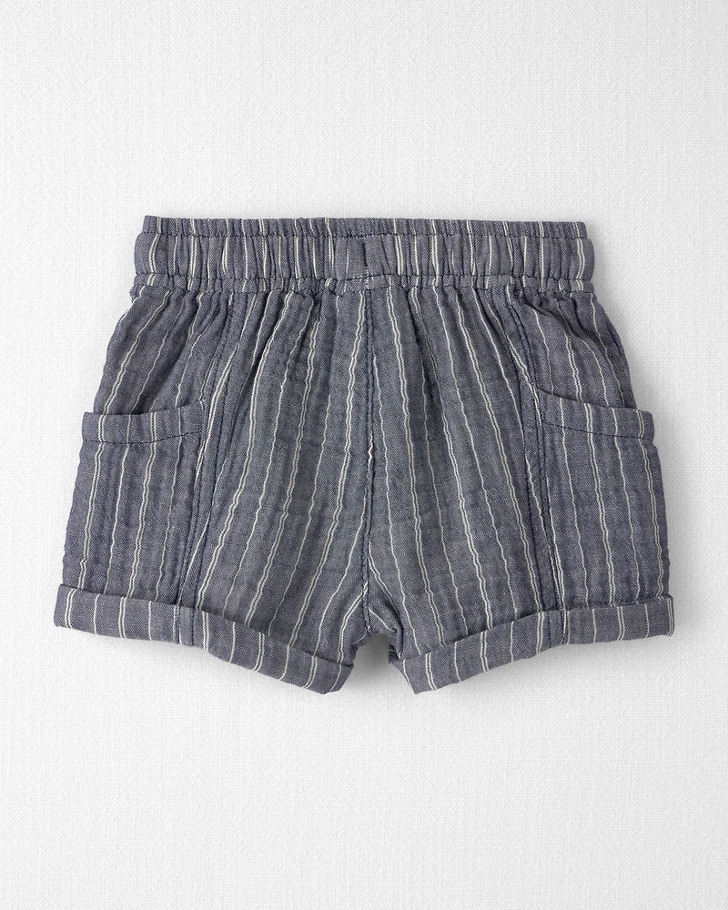 Baby Boy 2-Piece Organic Cotton Gauze Short Set Cream