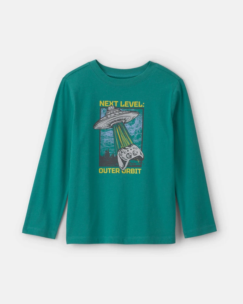 Boys 'Next Level Outer Orbit' Spaceship Long-Sleeve Graphic Tee - Green