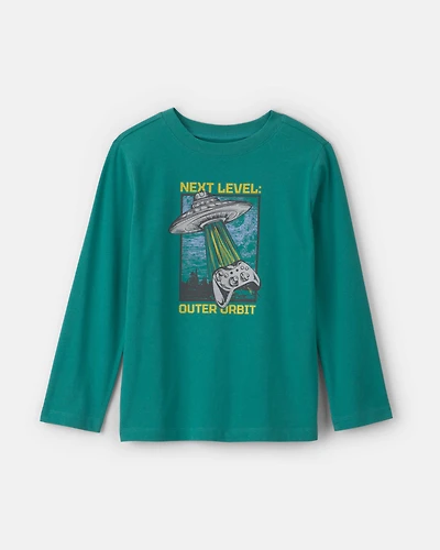 Boys 'Next Level Outer Orbit' Spaceship Long-Sleeve Graphic Tee - Green