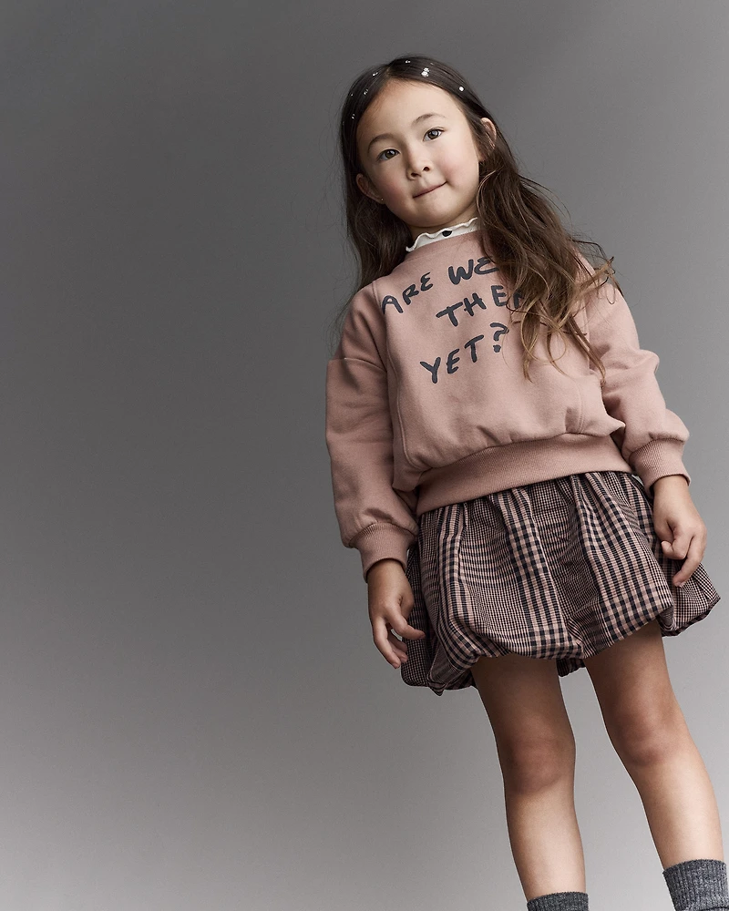 Toddler Neutral Are We There Yet' Pullover Sweatshirt - Mocha Brown