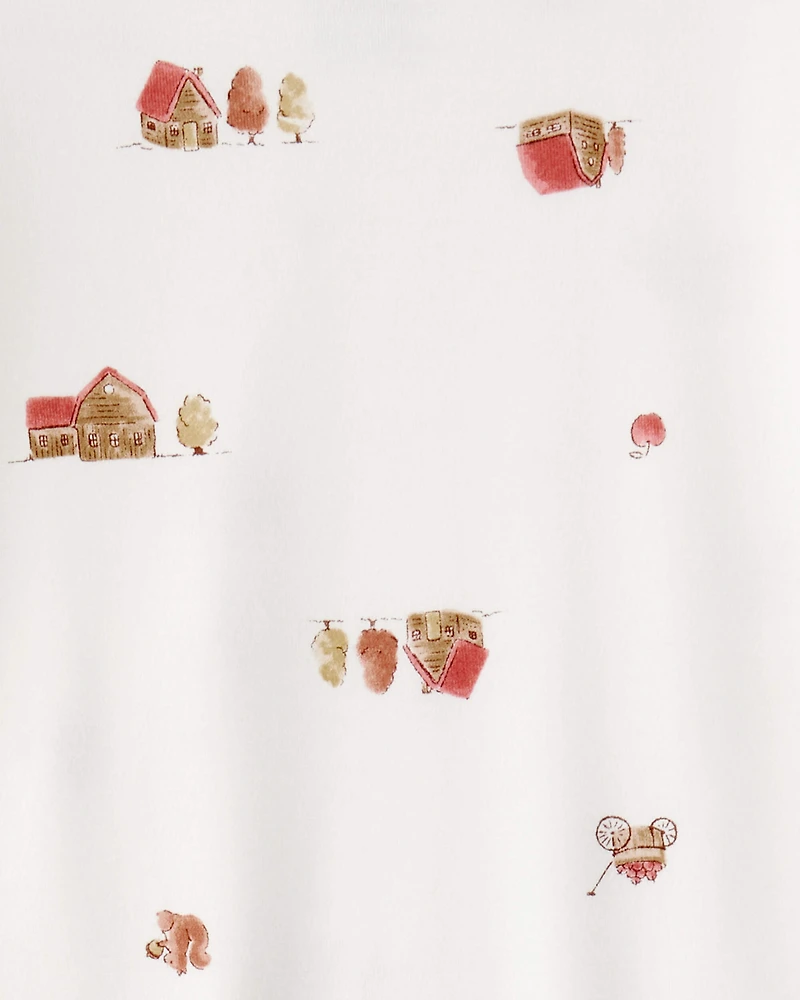 Toddler Barn Print PurelySoft 2-Piece pyjamas - Ivory