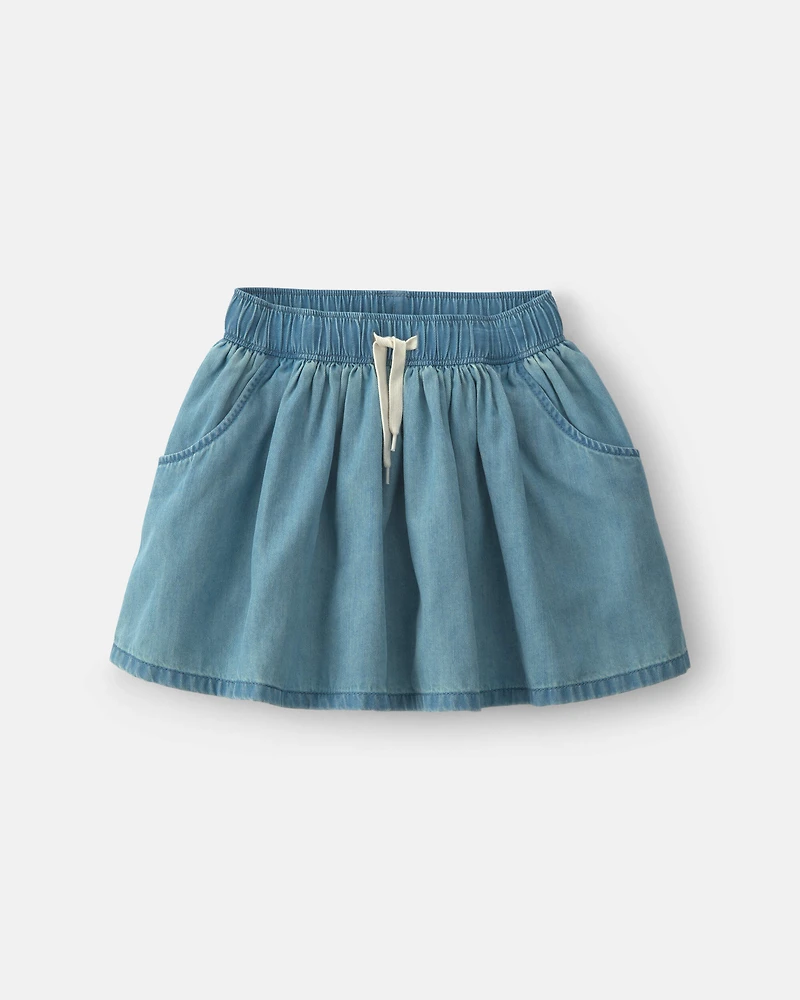 Girls Chambray Denim Skort - Indigo