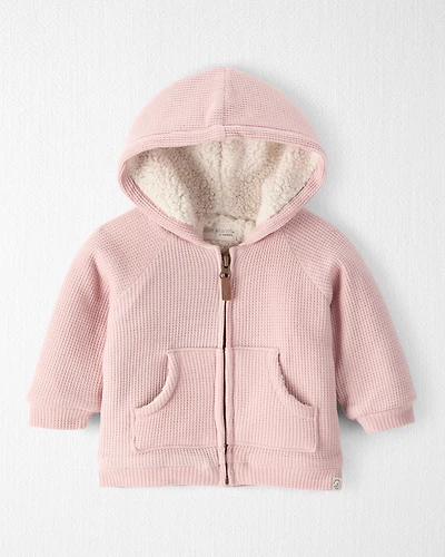 Baby Girl Waffle Knit Hooded Jacket Made with Organic Cotton