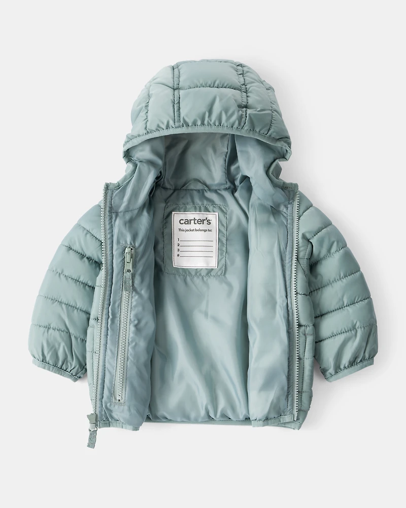 Baby Hooded Puffer Jacket - Green