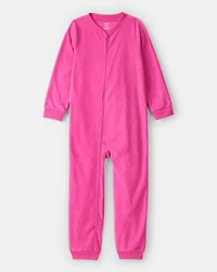 Girls Heart Fleece Long-Sleeve Loose Fit 1-Piece Pyjamas - Pink