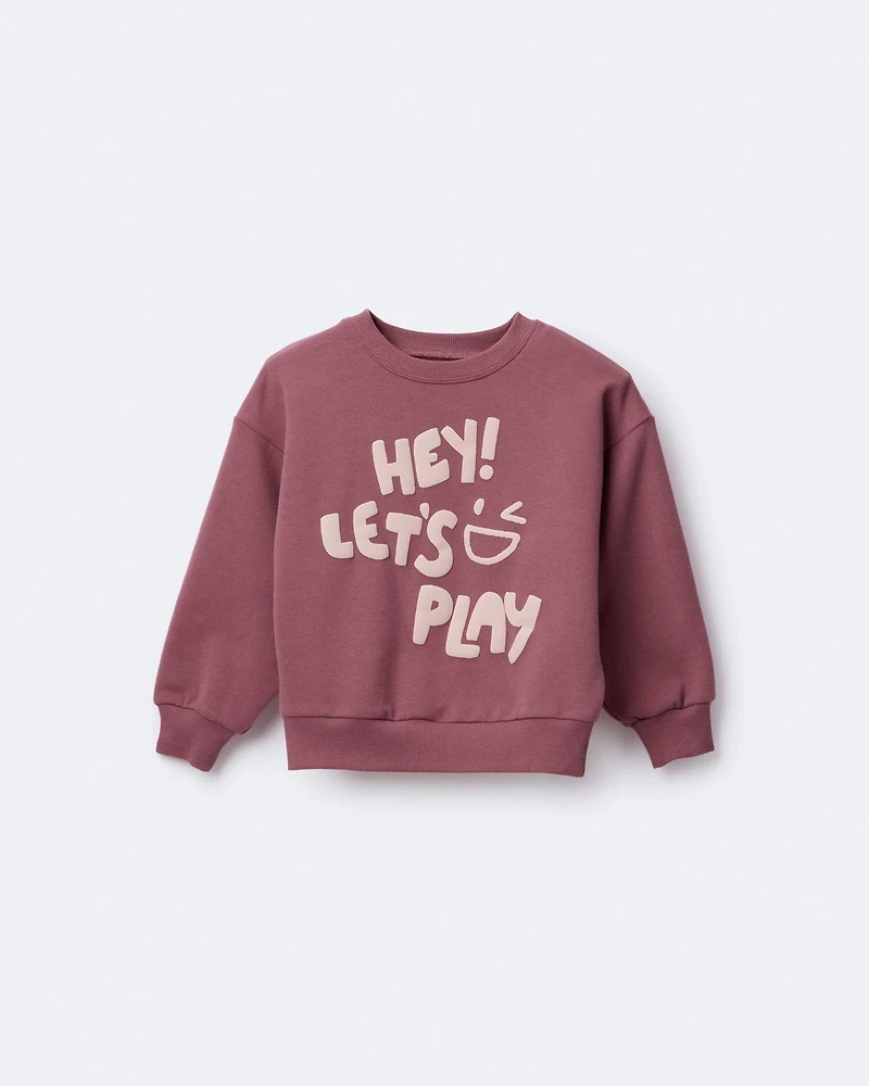 Toddler Hey, Let's Play Dolman-Sleeve Sweatshirt - Burgundy