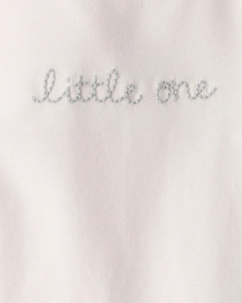 Baby 'Little One' Organic Cotton Embroidered Bodysuit Ivory