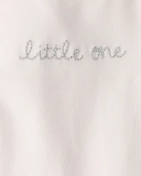 Baby 'Little One' Organic Cotton Embroidered Bodysuit Ivory
