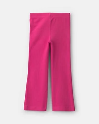 Toddler Girl Ribbed Pull-On Stretch Flare Leggings - Pink