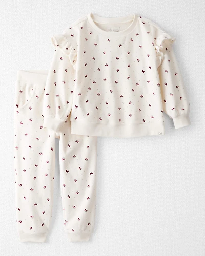 Toddler Girl 2-Piece Organic Cotton Velour Set Wild Rose Print