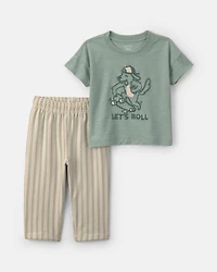 Baby Boy 2-Piece Skateboard Short-Sleeve Top & Pant Set