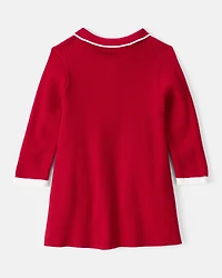 Baby Girl Cotton Long-Sleeve Occasion Dress - Red