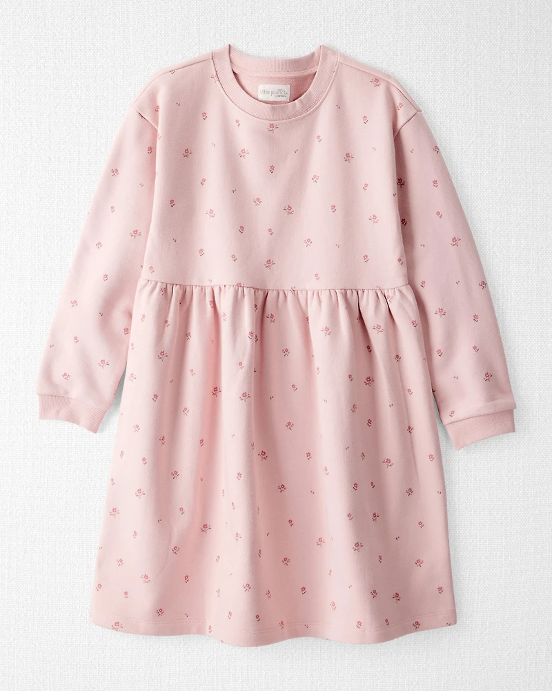 Girls French Terry Dress Made with Organic Cotton Blush Petals Print