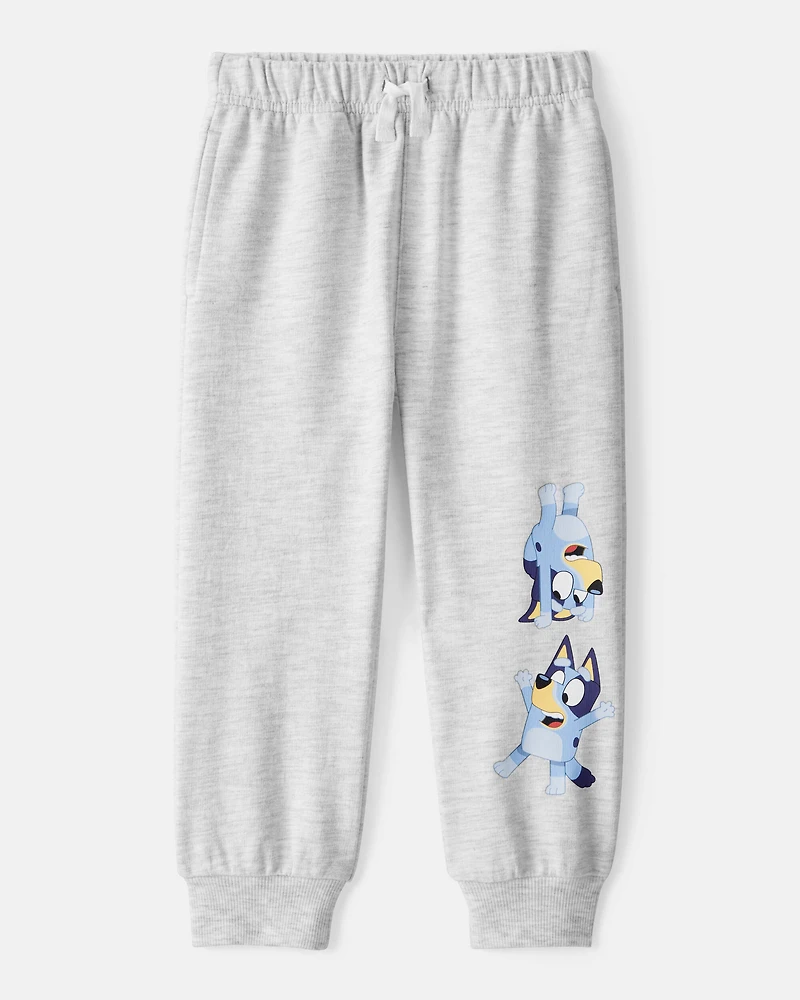 Toddler Neutral Bluey French Terry Drawstring Joggers - Grey