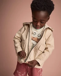 Toddler Boy Zip-Up Hooded Jacket with Pockets - Khaki