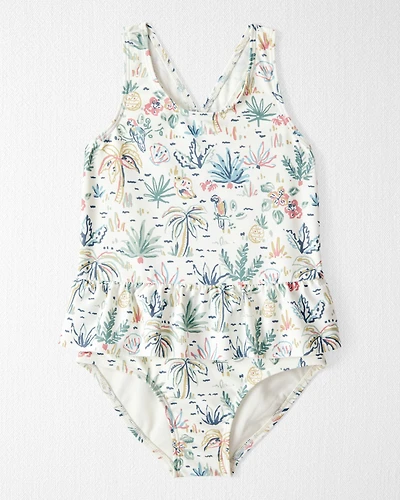 Toddler Girl Recycled Swimsuit Tropical Paradise