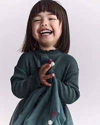 Toddler Girl Tree Pom Long-Sleeve Tutu Dress - Green