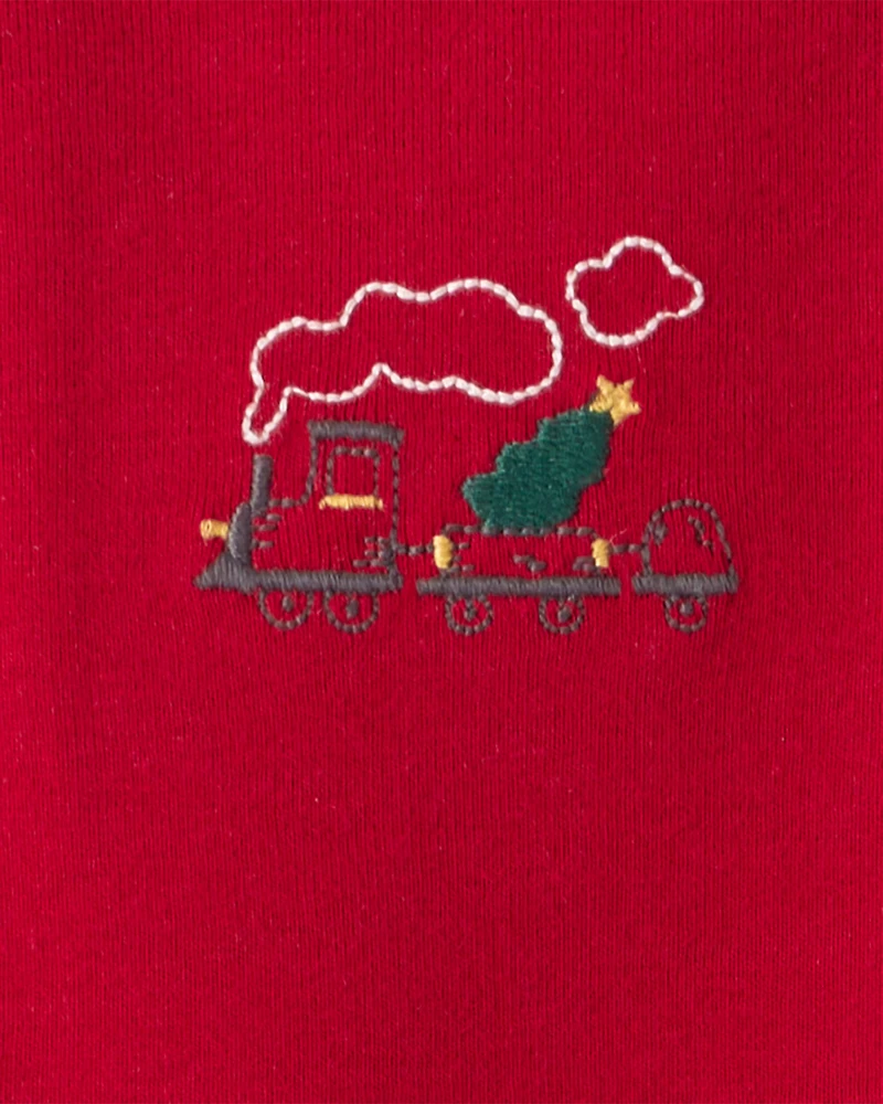 Baby Boy 3-Piece Train Print Long-Sleeve Bodysuits & Pant Set - Red