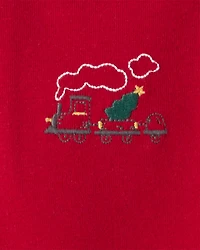 Baby Boy 3-Piece Train Print Long-Sleeve Bodysuits & Pant Set - Red