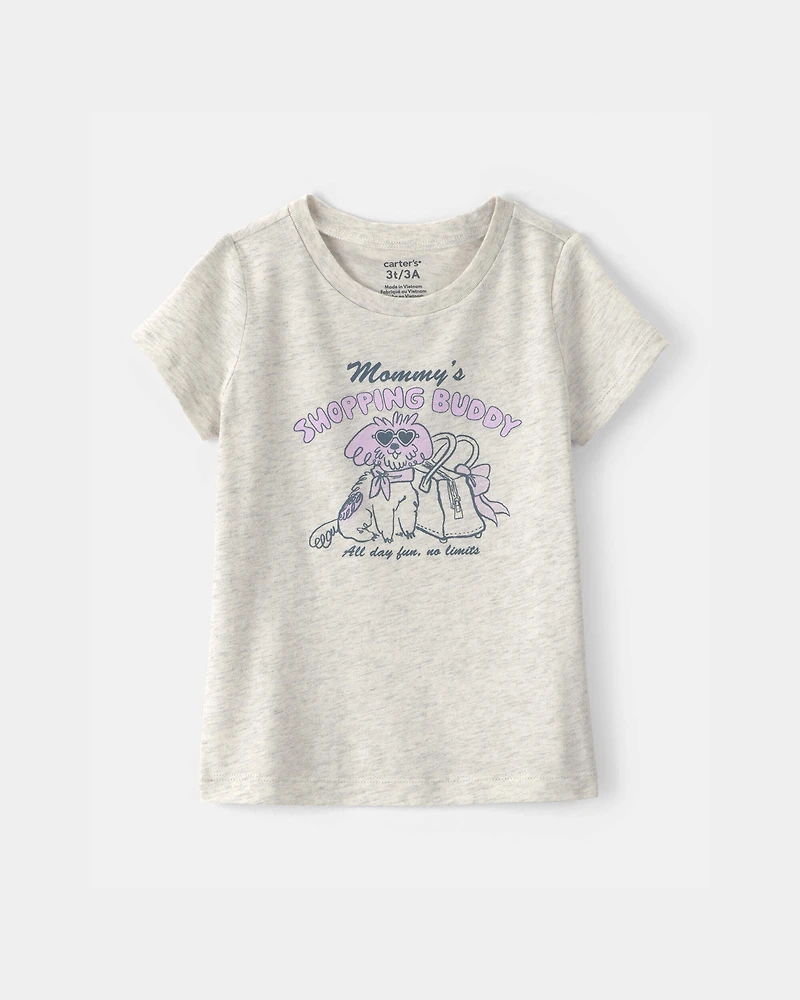 Toddler Girl 'Mommy's Shopping Buddy' Graphic Tee - Grey