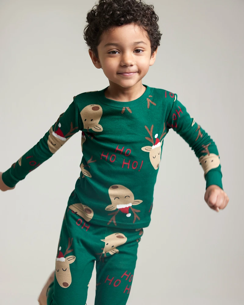 Toddler Reindeer Snug Fit 2-Piece Pyjamas - Green