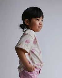 Toddler Girl Rolled Cuff Tee Ice Cream Print - Ivory
