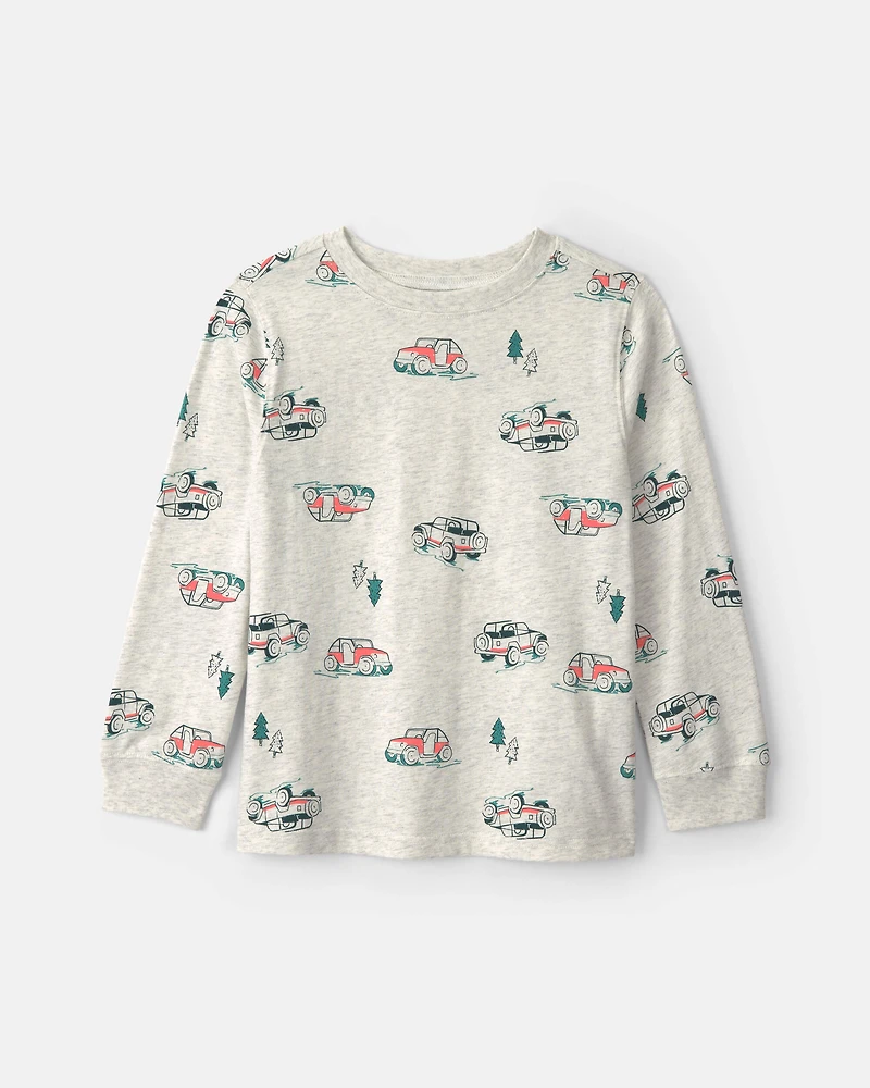 Boys Car Mountain Off-Roading Long-Sleeve Tee - Grey