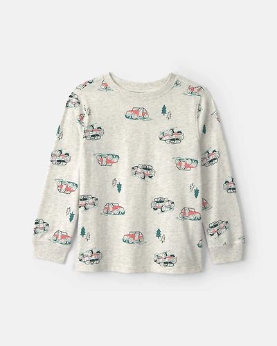 Boys Car Mountain Off-Roading Long-Sleeve Tee - Grey