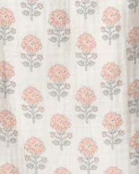 Toddler Girl Organic Cotton Gauze Jumpsuit Rosebud Petal Print