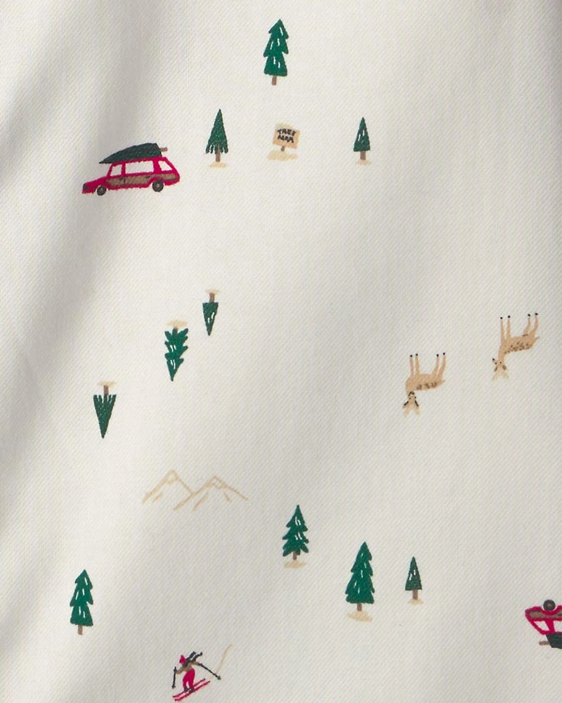 Boys Winter Long-Sleeve Button-Down Shirt - Cream