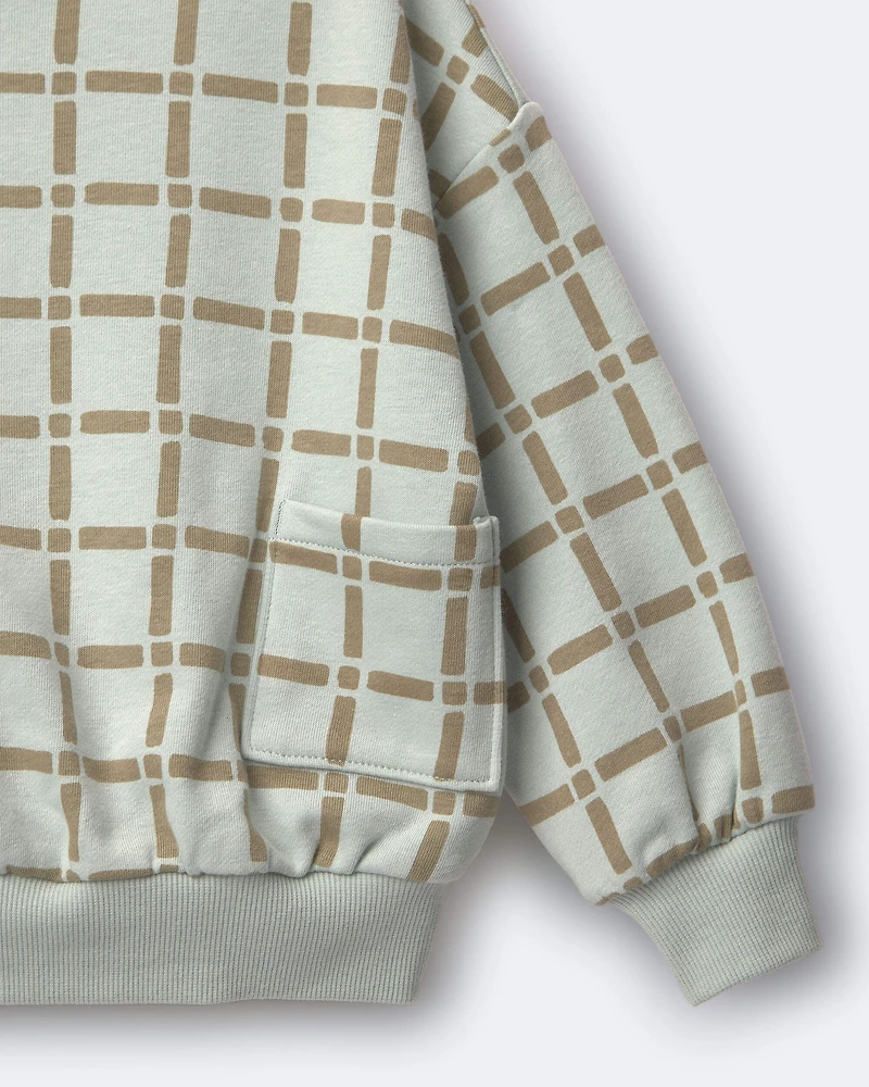 Toddler Otter Sweatshirt™ with Pockets Checkered Print - Light Blue