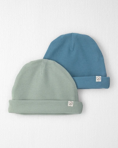 Baby 2-Pack Organic Cotton Rib Caps