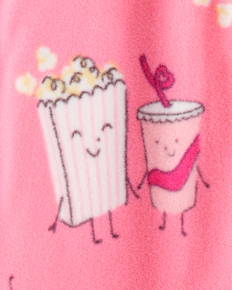 Girls Print Long-Sleeve Loose Fit 1-Piece Pajamas - Pink