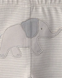 Baby 3-Piece Elephant Bodysuit & Pant Set - Grey/Ivory