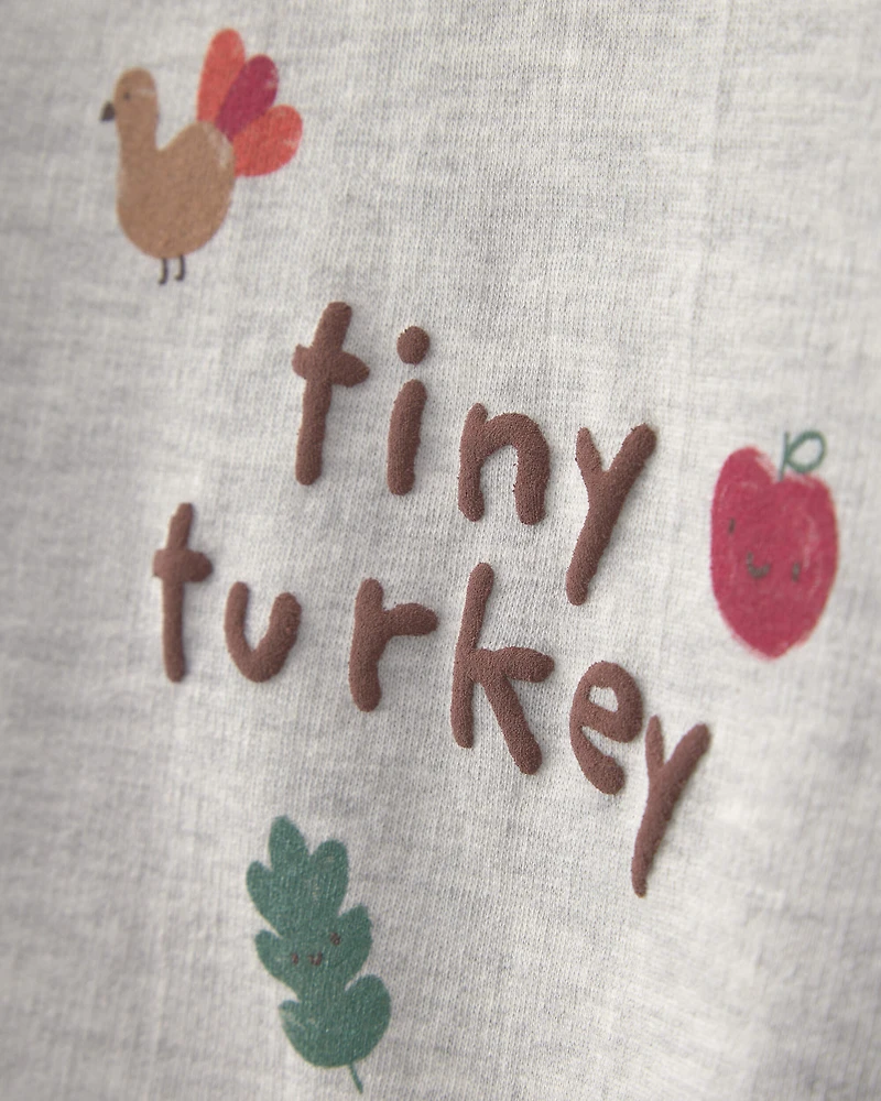 Baby 2-Piece 'Tiny Turkey' French Terry Long-Sleeve Top & Pant Set - Grey