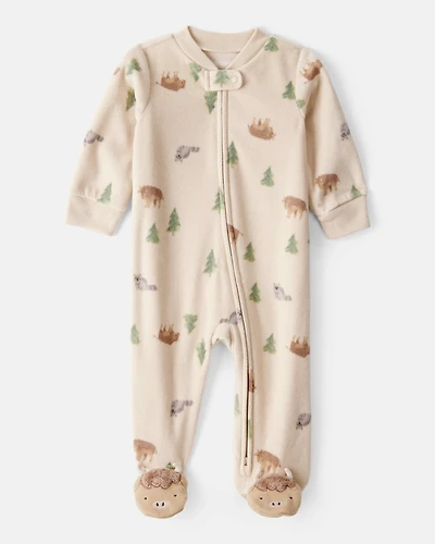 Baby Boy Buffalo Print Loose Fit Long-Sleeve Sleeper - Brown