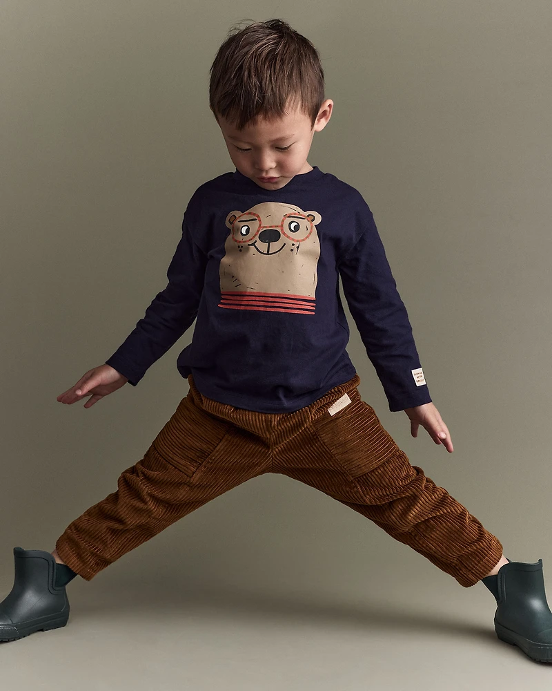 Toddler Boy Otter Long-Sleeve Relaxed Graphic Tee - Navy