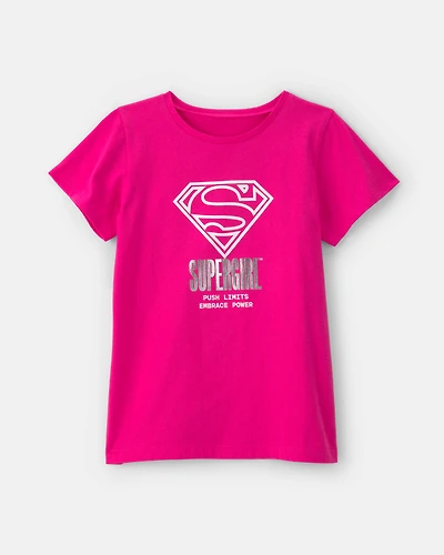 Girls Supergirl Graphic Tee - Pink