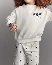Toddler 'Hello!' Pullover Sweatshirt - Cream
