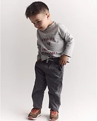 Toddler Chicken Nuggies Long-Sleeve Pocket Graphic Tee - Heather Grey